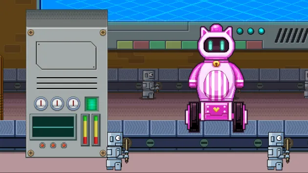 完成したピンク色のロボット。